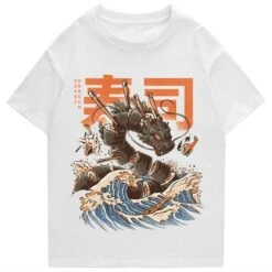 Apparel Japanese King Dragon Sushi Roll Waves Unisex Tee