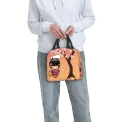 Japanese Kokeshi Doll Lunch Bag -Kawaii Store kawaiies plushies plush softtoy japanese kokeshi doll lunch bag new bag 451738