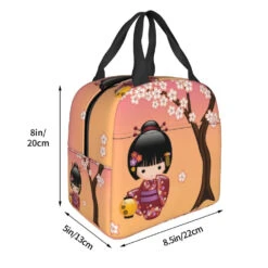 Japanese Kokeshi Doll Lunch Bag -Kawaii Store kawaiies plushies plush softtoy japanese kokeshi doll lunch bag new bag 718784