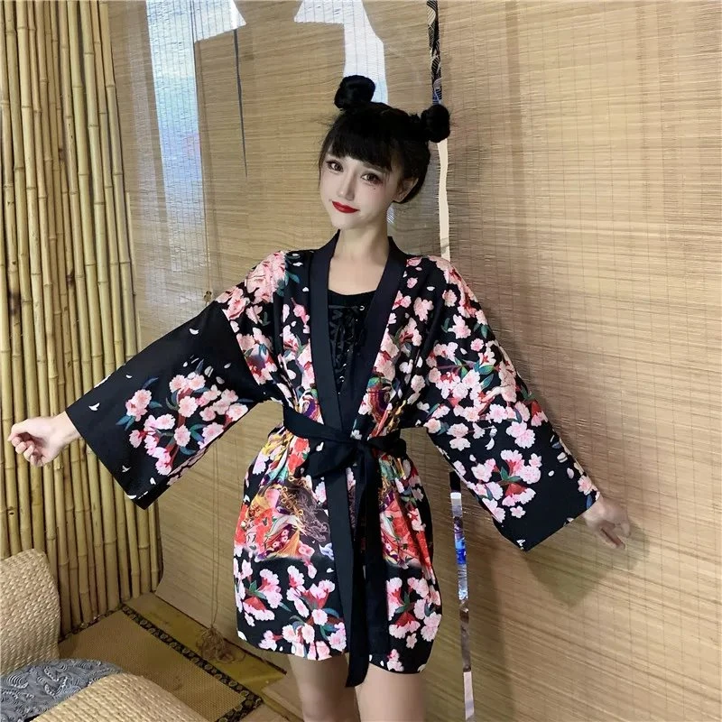 Apparel Japanese Lady Sakura Women Kimono Robe Cardigan 15 Apparel Japanese Lady Sakura Women Kimono Robe Cardigan - Image 13