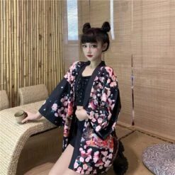Apparel Japanese Lady Sakura Women Kimono Robe Cardigan 33 Apparel Japanese Lady Sakura Women Kimono Robe Cardigan -Kawaii Store kawaiies plushies plush softtoy japanese lady sakura women kimono robe cardigan kimono 641312