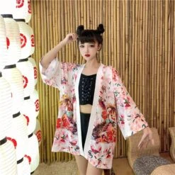 Apparel Japanese Lady Sakura Women Kimono Robe Cardigan 27 Apparel Japanese Lady Sakura Women Kimono Robe Cardigan -Kawaii Store kawaiies plushies plush softtoy japanese lady sakura women kimono robe cardigan kimono 718411