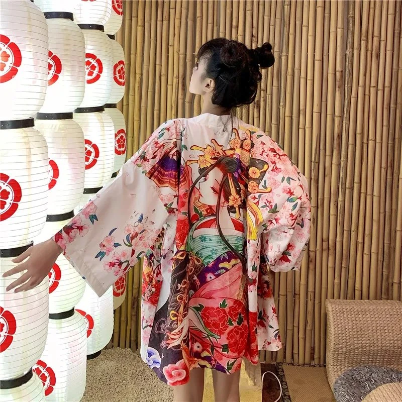Apparel Japanese Lady Sakura Women Kimono Robe Cardigan 8 Apparel Japanese Lady Sakura Women Kimono Robe Cardigan - Image 6