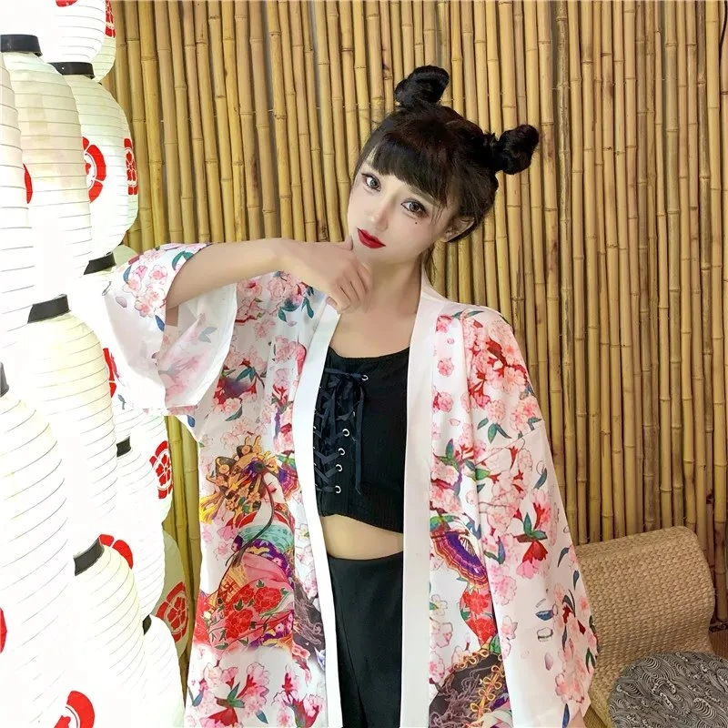 Apparel Japanese Lady Sakura Women Kimono Robe Cardigan 12 Apparel Japanese Lady Sakura Women Kimono Robe Cardigan - Image 10