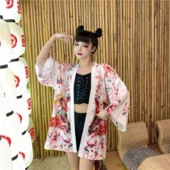 Apparel Japanese Lady Sakura Women Kimono Robe Cardigan 26 Apparel Japanese Lady Sakura Women Kimono Robe Cardigan -Kawaii Store kawaiies plushies plush softtoy japanese lady sakura women kimono robe cardigan kimono 993384