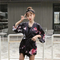 Apparel Japanese Lady With Tsubaki Flowers Kimono -Kawaii Store kawaiies plushies plush softtoy japanese lady with tsubaki flowers kimono clothing 875638
