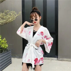 Apparel Japanese Lady With Tsubaki Flowers Kimono -Kawaii Store kawaiies plushies plush softtoy japanese lady with tsubaki flowers kimono clothing 996093