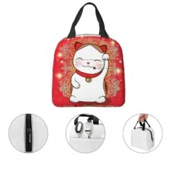 Japanese Lucky Cat Lunch Bag -Kawaii Store kawaiies plushies plush softtoy japanese lucky cat lunch bag bag 113644