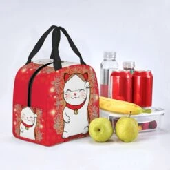 Japanese Lucky Cat Lunch Bag -Kawaii Store kawaiies plushies plush softtoy japanese lucky cat lunch bag bag 189692