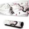 Accessories Japanese Pagoda & Cherry Blossom Tree Grayscale Long Mousepad
