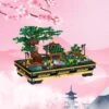 Japanese Pagoda Tree Pond Scene Nano Building Set -Kawaii Store kawaiies plushies plush softtoy japanese pagoda tree pond scene nano building set build it 544314