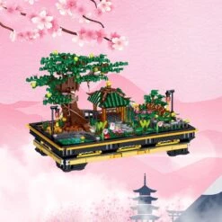 Japanese Pagoda Tree Pond Scene Nano Building Set