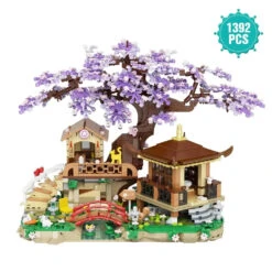 Japanese Purple Cherry Blossom Sakura Tree House Micro Building Set -Kawaii Store kawaiies plushies plush softtoy japanese purple cherry blossom sakura tree house micro building set build it 788799