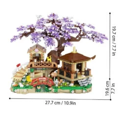 Japanese Purple Cherry Blossom Sakura Tree House Micro Building Set -Kawaii Store kawaiies plushies plush softtoy japanese purple cherry blossom sakura tree house micro building set build it 986662