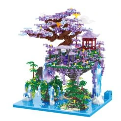 Japanese Purple Sakura Tree Temple Waterfall Nano Building Blocks - Limited Stock -Kawaii Store kawaiies plushies plush softtoy japanese purple sakura tree temple waterfall nano building blocks new build it 283858