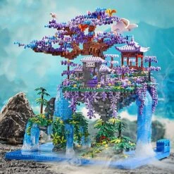 Japanese Purple Sakura Tree Temple Waterfall Nano Building Blocks - Limited Stock -Kawaii Store kawaiies plushies plush softtoy japanese purple sakura tree temple waterfall nano building blocks new build it 658508