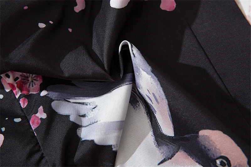 Apparel Japanese Sakura Black Red Anime Girl Long Kimono Cardigan Robes 14 Apparel Japanese Sakura Black Red Anime Girl Long Kimono Cardigan Robes - Image 12