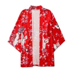 Apparel Japanese Sakura Cherry Blossom Print Kimono -Kawaii Store kawaiies plushies plush softtoy japanese sakura cherry blossom print kimono clothing red l 190013