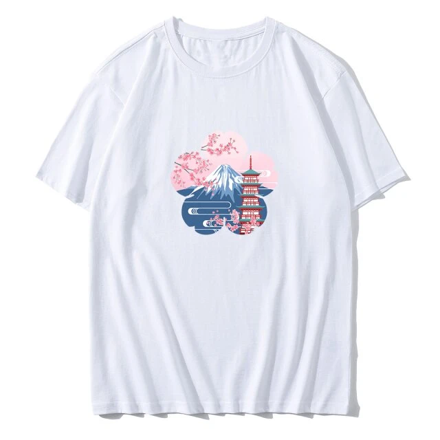 Apparel Japanese Sakura Mt Fuji Shrine Cherry Blossom Women's Tee 4 Apparel Japanese Sakura Mt Fuji Shrine Cherry Blossom Women's Tee - Image 2