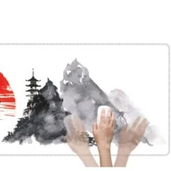 Accessories Japanese Samurai Blood Red Sun & Mountains Large Mouse Pad -Kawaii Store kawaiies plushies plush softtoy japanese samurai blood red sun mountains large mouse pad memo pads 105598