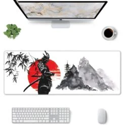 Accessories Japanese Samurai Blood Red Sun & Mountains Large Mouse Pad -Kawaii Store kawaiies plushies plush softtoy japanese samurai blood red sun mountains large mouse pad memo pads 557343