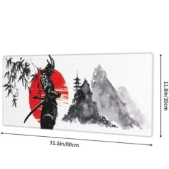 Accessories Japanese Samurai Blood Red Sun & Mountains Large Mouse Pad -Kawaii Store kawaiies plushies plush softtoy japanese samurai blood red sun mountains large mouse pad memo pads 952074