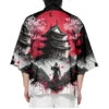 Apparel Japanese-theme Ancient Pagoda Sakura Red Sun Unisex Kimono