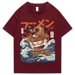 Apparel Japanese-theme Flaming Hot Noodles Great Waves Unisex Tee -Kawaii Store kawaiies plushies plush softtoy japanese theme flaming hot noodles great waves unisex tee apparel rouge s 942388