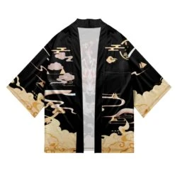 Apparel Japanese-themed Black Gold Nine Tailed Fox Unisex Kimono -Kawaii Store kawaiies plushies plush softtoy japanese themed black gold nine tailed fox unisex kimono kimono 757972