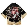 Apparel Japanese-themed Black Gold Nine Tailed Fox Unisex Kimono -Kawaii Store kawaiies plushies plush softtoy japanese themed black gold nine tailed fox unisex kimono kimono fox m 603828