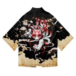 Apparel Japanese-themed Black Gold Nine Tailed Fox Unisex Kimono