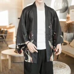 Apparel Japanese-themed Black Red Crows Unisex Kimono -Kawaii Store kawaiies plushies plush softtoy japanese themed black red crows unisex kimono kimono 109488