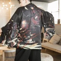 Apparel Japanese-themed Black Red Crows Unisex Kimono -Kawaii Store kawaiies plushies plush softtoy japanese themed black red crows unisex kimono kimono 297323