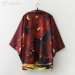 Apparel Japanese-themed Black Red Crows Unisex Kimono -Kawaii Store kawaiies plushies plush softtoy japanese themed black red crows unisex kimono kimono 767795