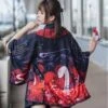Apparel Japanese-themed Black Red Fox Snake Shrine Women's Kimono -Kawaii Store kawaiies plushies plush softtoy japanese themed black red fox snake shrine womens kimono kimono 950654