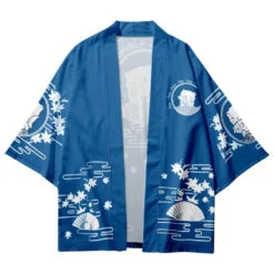 Apparel Japanese-themed Blue Black Cat Fish Unisex Kimono Top -Kawaii Store kawaiies plushies plush softtoy japanese themed blue black cat fish unisex kimono top kimono 117029