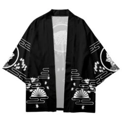 Apparel Japanese-themed Blue Black Cat Fish Unisex Kimono Top -Kawaii Store kawaiies plushies plush softtoy japanese themed blue black cat fish unisex kimono top kimono 514745