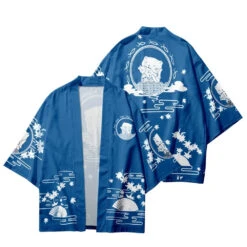 Apparel Japanese-themed Blue Black Cat Fish Unisex Kimono Top -Kawaii Store kawaiies plushies plush softtoy japanese themed blue black cat fish unisex kimono top kimono blue s 569916