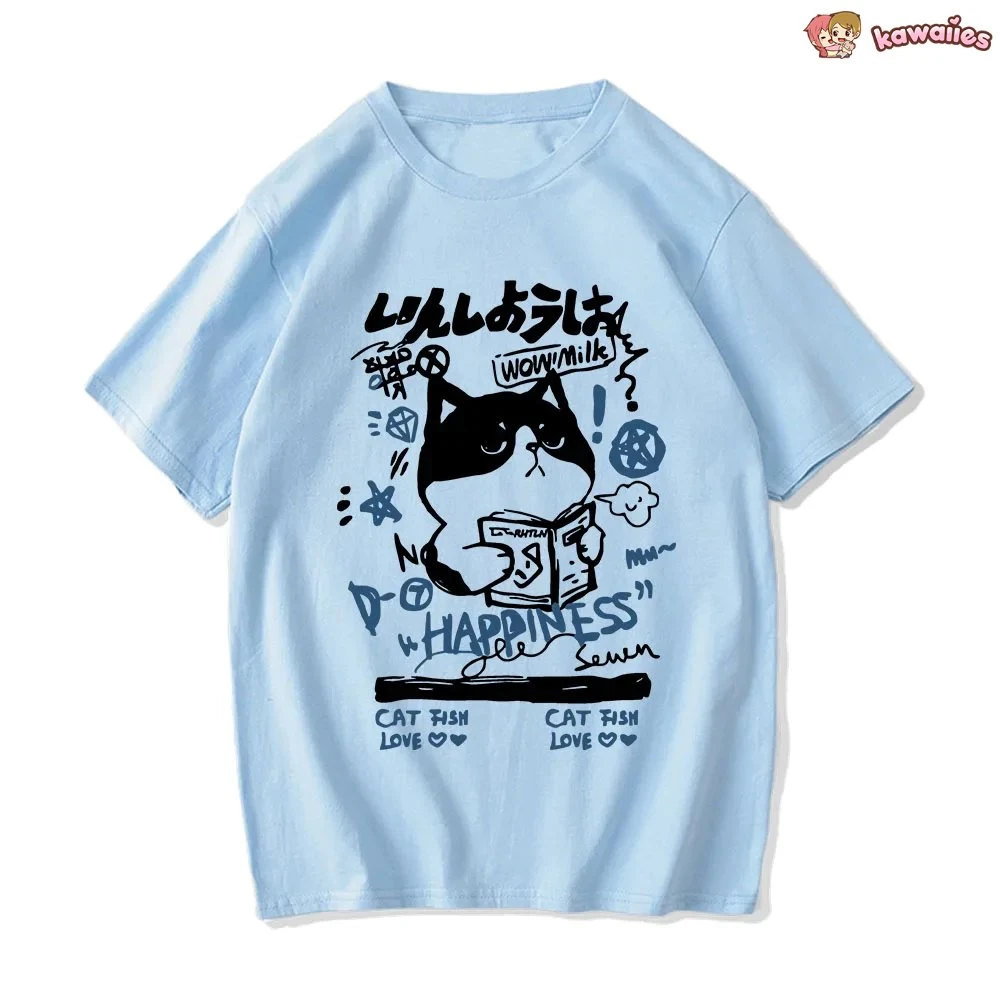 Apparel Japanese Themed Cat Finding Happiness Unisex Tee 11 Apparel Japanese Themed Cat Finding Happiness Unisex Tee - Image 9