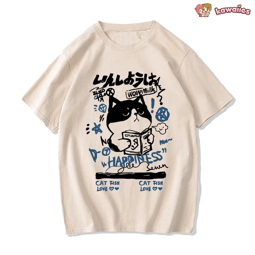 Apparel Japanese Themed Cat Finding Happiness Unisex Tee 12 Apparel Japanese Themed Cat Finding Happiness Unisex Tee - Image 10