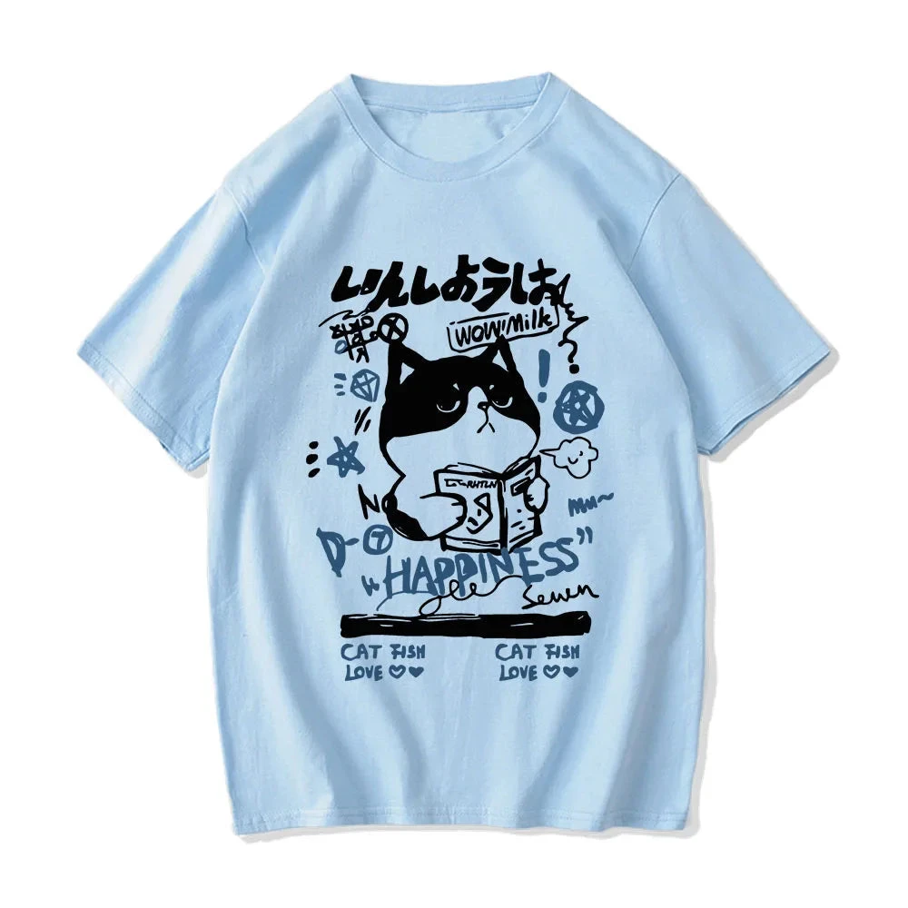 Apparel Japanese Themed Cat Finding Happiness Unisex Tee 4 Apparel Japanese Themed Cat Finding Happiness Unisex Tee - Image 2