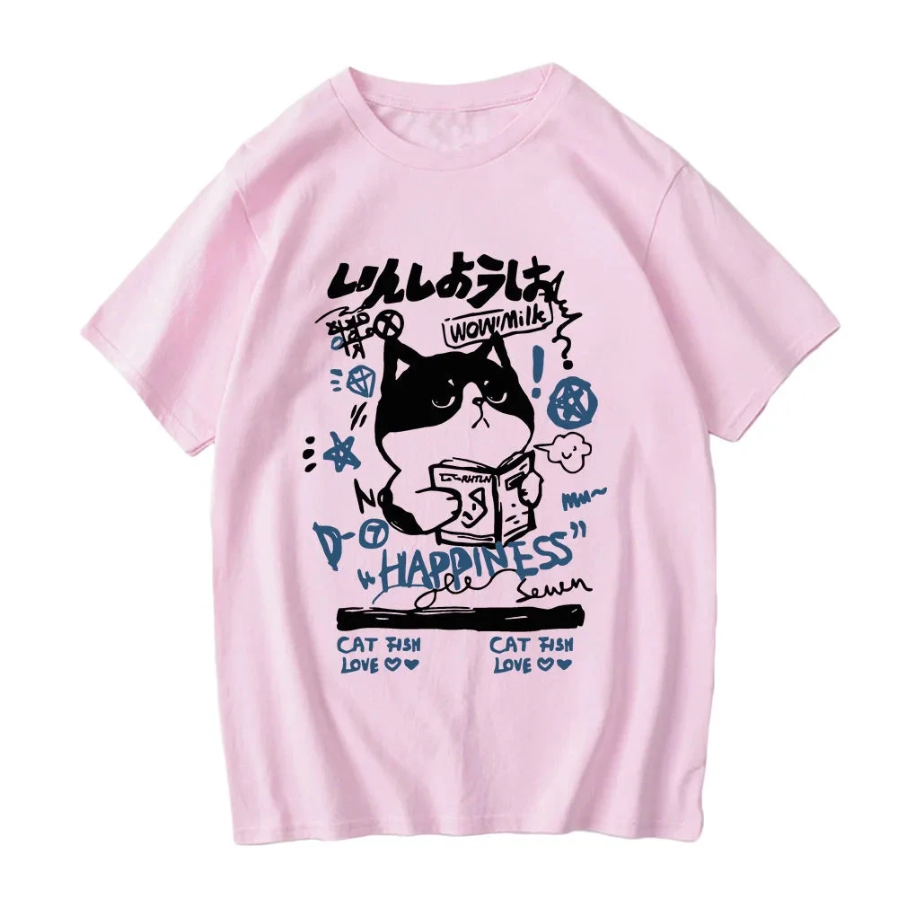 Apparel Japanese Themed Cat Finding Happiness Unisex Tee 6 Apparel Japanese Themed Cat Finding Happiness Unisex Tee - Image 4