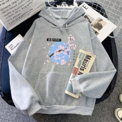 Apparel Japanese-themed Cherry Blossom Blue Sky Unisex Hoodie -Kawaii Store kawaiies plushies plush softtoy japanese themed cherry blossom blue sky unisex hoodie apparel gray xxxl 476001