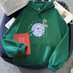 Apparel Japanese-themed Cherry Blossom Blue Sky Unisex Hoodie -Kawaii Store kawaiies plushies plush softtoy japanese themed cherry blossom blue sky unisex hoodie apparel green xxxl 125503