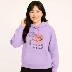 Apparel Japanese-themed Cherry Blossom Pink Sun Unisex Hoodie