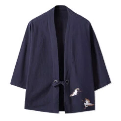 Apparel Japanese-themed Couple Crane Men's Yukata Kimono Jacket -Kawaii Store kawaiies plushies plush softtoy japanese themed couple crane mens yukata kimono jacket kimono 444124