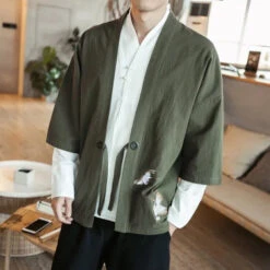 Apparel Japanese-themed Couple Crane Men's Yukata Kimono Jacket -Kawaii Store kawaiies plushies plush softtoy japanese themed couple crane mens yukata kimono jacket kimono 692829