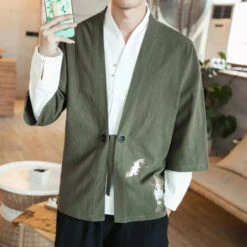 Apparel Japanese-themed Couple Crane Men's Yukata Kimono Jacket -Kawaii Store kawaiies plushies plush softtoy japanese themed couple crane mens yukata kimono jacket kimono 965825