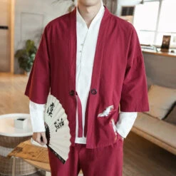 Apparel Japanese-themed Couple Crane Men's Yukata Kimono Jacket -Kawaii Store kawaiies plushies plush softtoy japanese themed couple crane mens yukata kimono jacket kimono burgundy m 703438