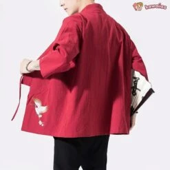 Apparel Japanese-themed Crane Cloud Minimal Men's Yukata Kimono Jacket -Kawaii Store kawaiies plushies plush softtoy japanese themed crane cloud minimal mens yukata kimono jacket kimono 181983